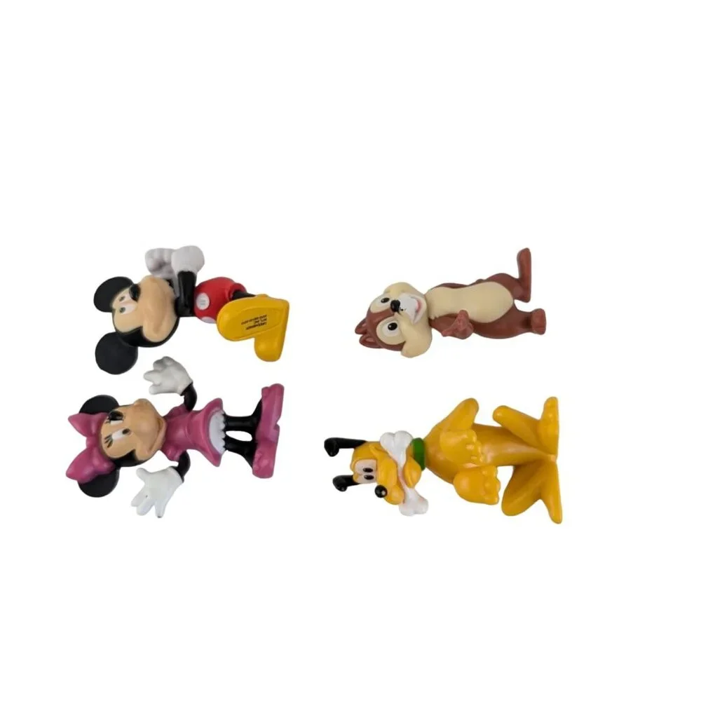 Disney Mickey Minnie Mouse Pluto Chip Action Figure Toy Lot of‎ 4 Cake Toppers